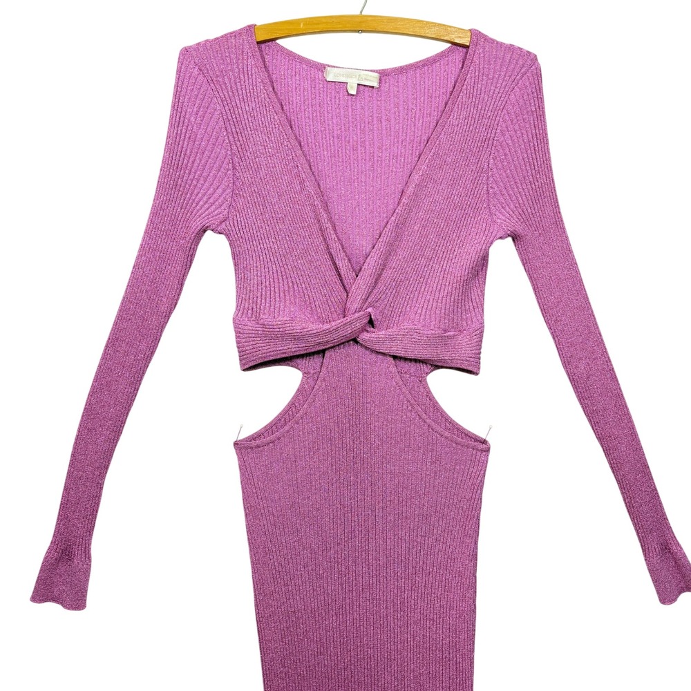 LoveShackFancy Bernette Midi Dress Orchid Sparkle Pink Metallic Cut-Out M - Picture 8 of 12